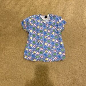 Motivational print scrub top